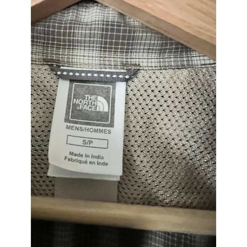 TNF North Face Plaid Men's Printed Button-Up Shirt Top Small Gray Hiking Outdoor